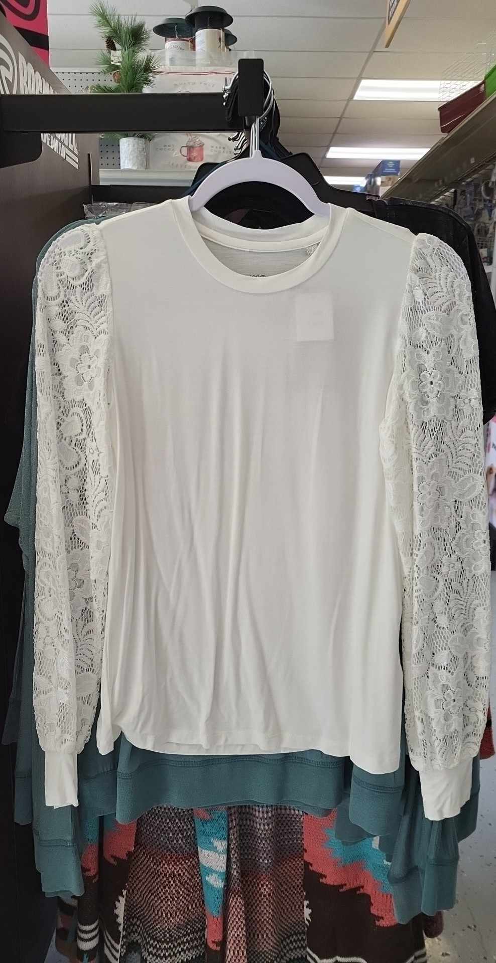 Panhandle White Lace Sleeve Top