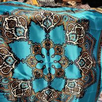 Wild Rags- Turquoise/Navy/Orange Paisley Wagon Wheel