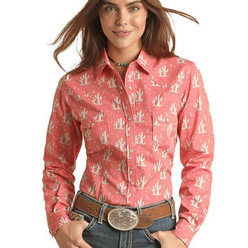 Panhandle Juniors Rose Cactus Snap Shirt