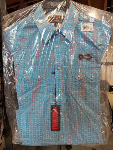 Rock & Roll Men's Blue Geoprint LS Snap Shirt