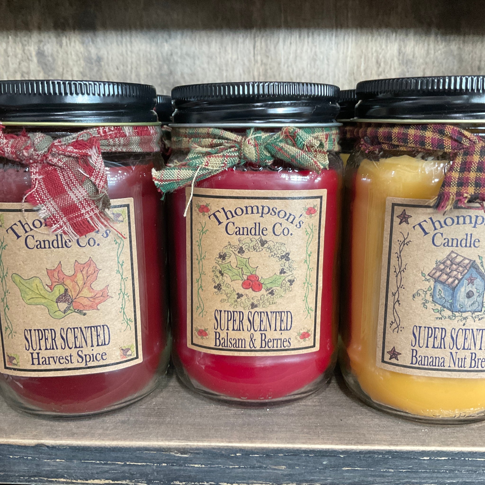 Thompson's Candle Co. 12 OZ Mason Jar Candles- Balsm & Berries