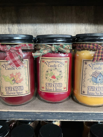 Thompson's Candle Co. 12 OZ Mason Jar Candles- Balsm & Berries