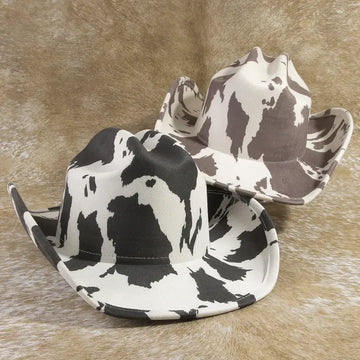 Fame Black Cowprint Cowboy Hat