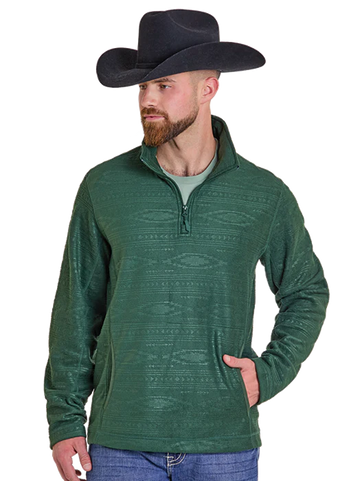 Panhandle Men's Embossed Green 1/4 Zip Fleece Pullover