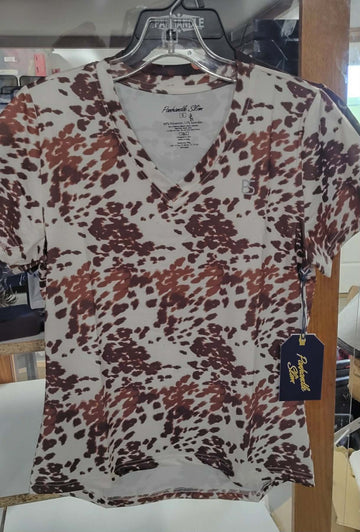 Panhandle Ladies Cowprint Performance V-Neck Shirt