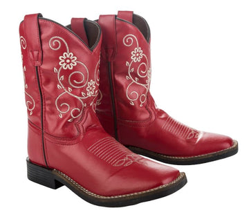 TuffRider Toddler Fire Red Floral Western Boot