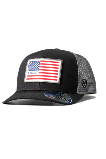 Ariat Flag Patch Black Ball Cap