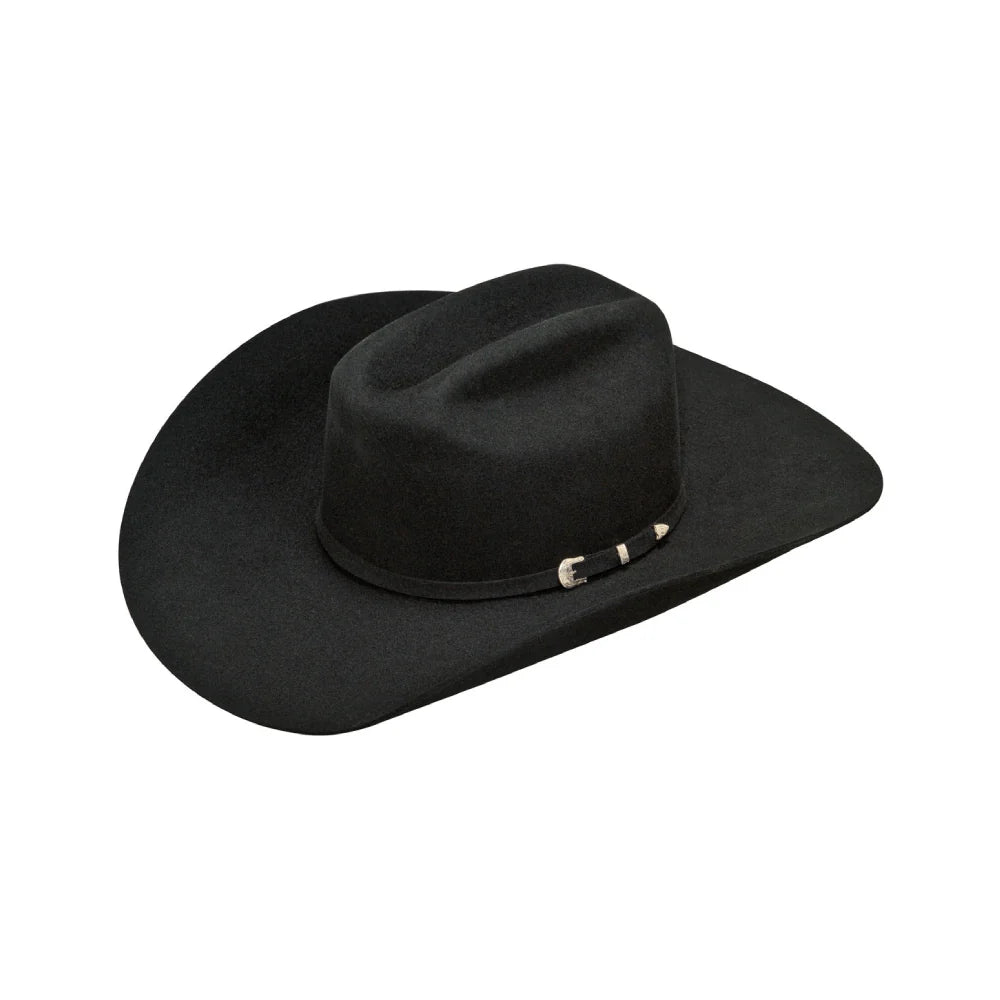 Ariat Black Wool Cowboy Hat with Silver Buckle