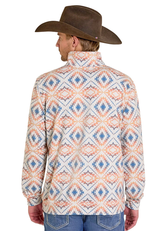 Rock & Roll Men's Oatmeal Aztec 1/4 Zip Pullover