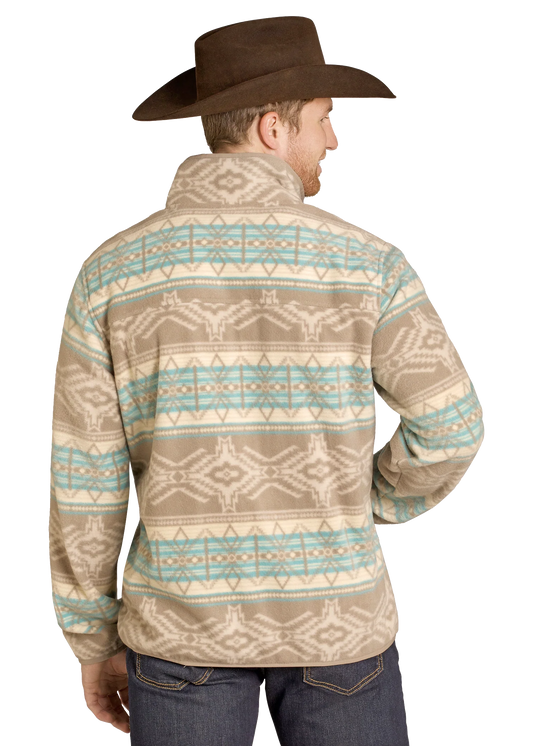 Rock & Roll Gray Aztec Fleece Pullover