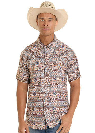 Rock & Roll Men's Tek Tribal Print SS Snap Shirt