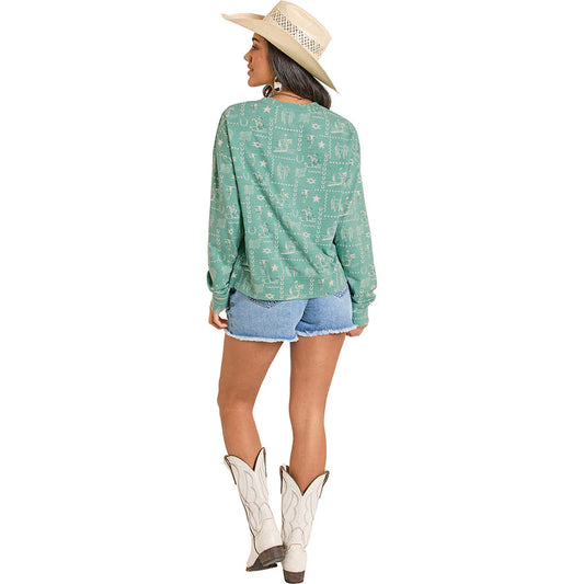 Rock & Roll Ladies Turquoise Pullover