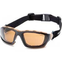 Carhartt CHB418DTP Sandstone Anti Fog Lens w/ Blk/Tan Strap Safety Glasses