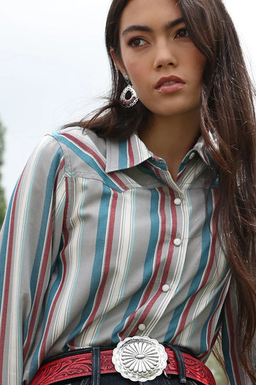 Cinch Ladies Patriotic Stripe LS Snap Shirt