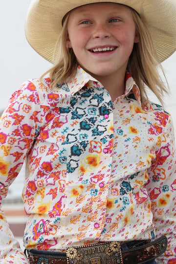 Cinch Girls Multi-Colored LS Snap Shirt