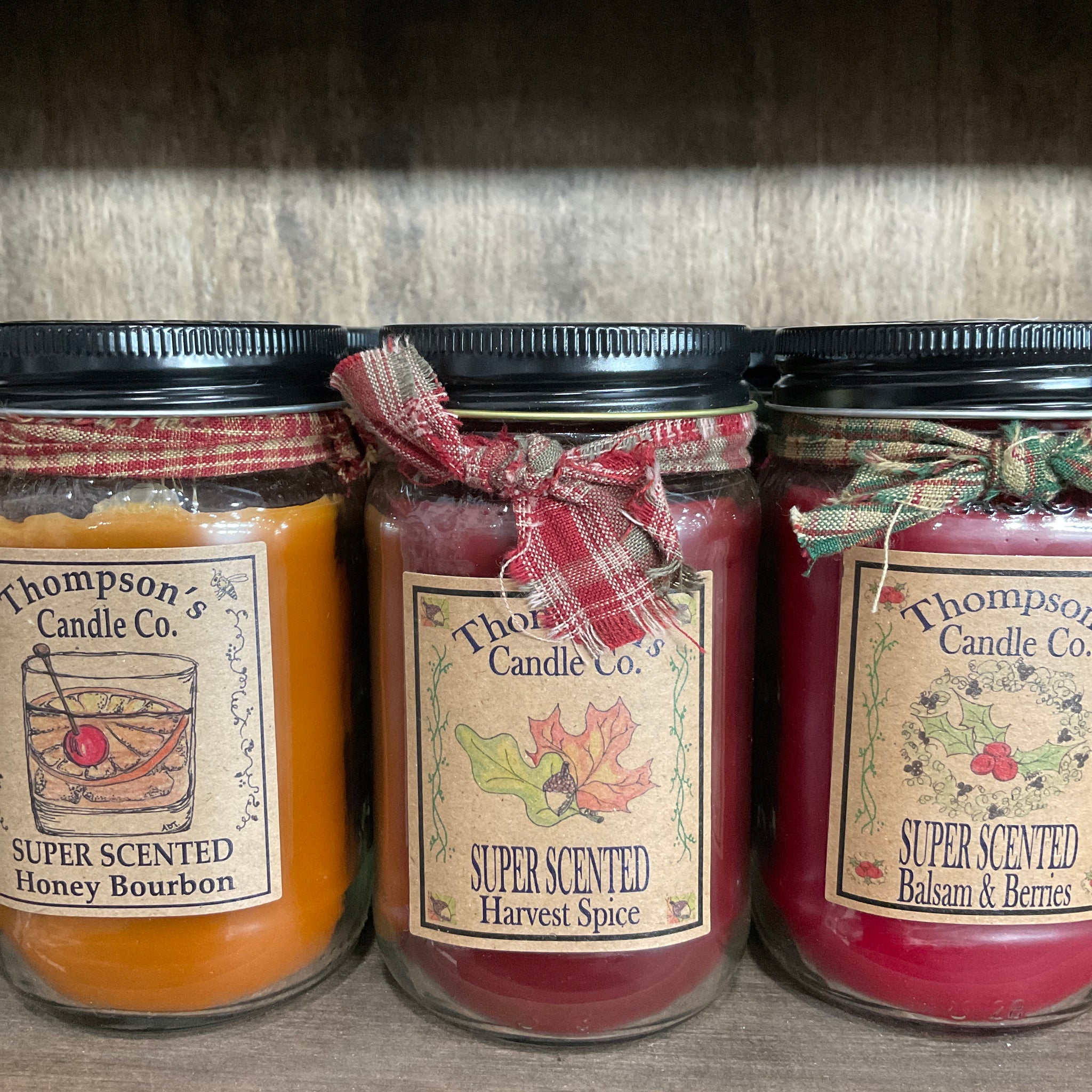 Thompson's Candle Co. 12 OZ Mason Jar Candles- Harvest Spice