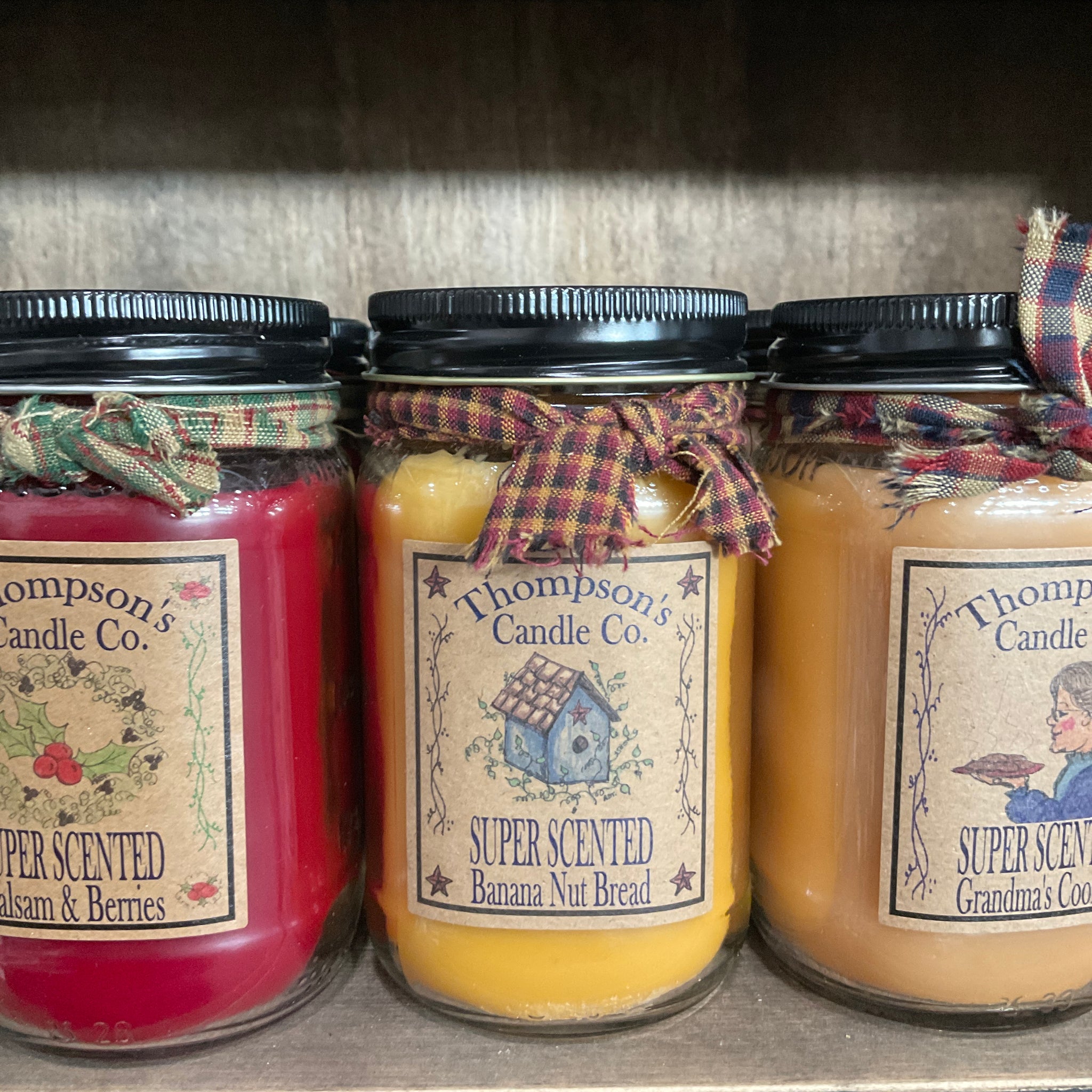 Thompson's Candle Co. 12 OZ Mason Jar Candles- Banana Nut Bread