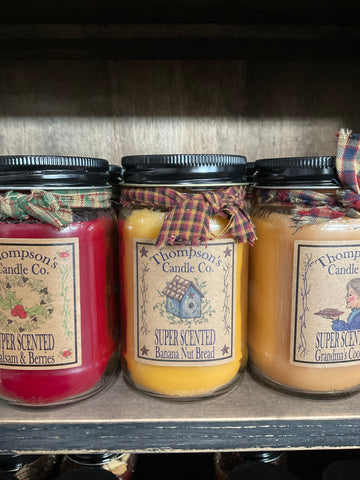 Thompson's Candle Co. 12 OZ Mason Jar Candles- Banana Nut Bread