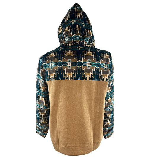 Rock & Roll Men's Blocked Aztec Sweatshirt Teal/Tan