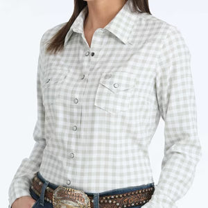 Cinch Ladies ArenaFlex White Plaid LS Snap Shirt