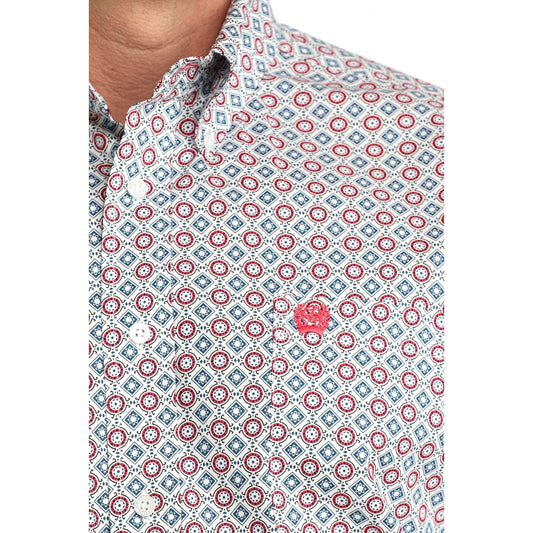 Cinch Men's Red White & Blue LS Button Up Shirt