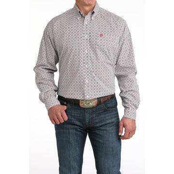 Cinch Men's Red White & Blue LS Button Up Shirt