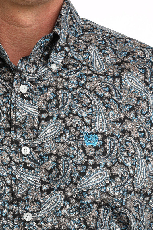 Cinch Men's Blue Paisley LS Button Up Shirt