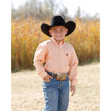 Cinch Boys Gold Print LS Button Up Shirt
