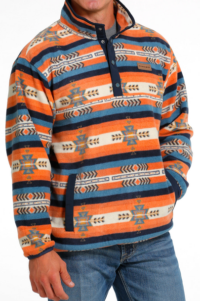 Cinch Men's Polar Fleece Orange Aztec