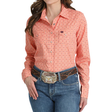 Cinch Ladies ArenaFlex Coral LS Snap Shirt
