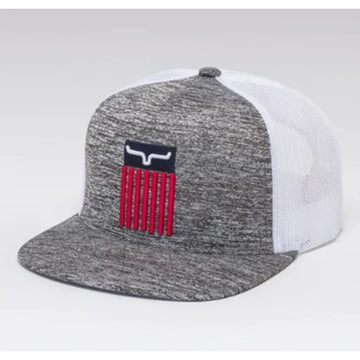 Kimes Ranch Cody Trucker Gray Flag Ball Cap