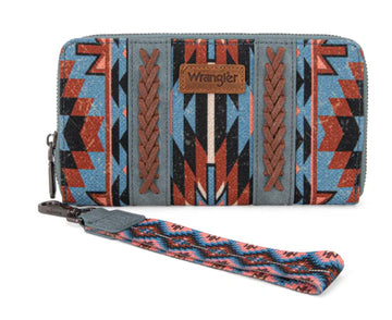 Wrangler Ladies Blue/Brown Aztec Wallet