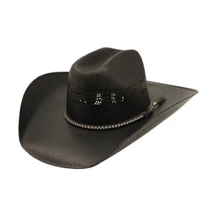Twister Black Straw Cowboy Hat with b/w Band