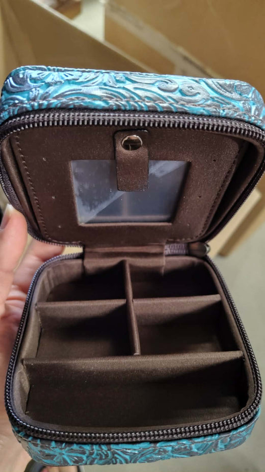 Justin Teal Embossed Jewelry Case