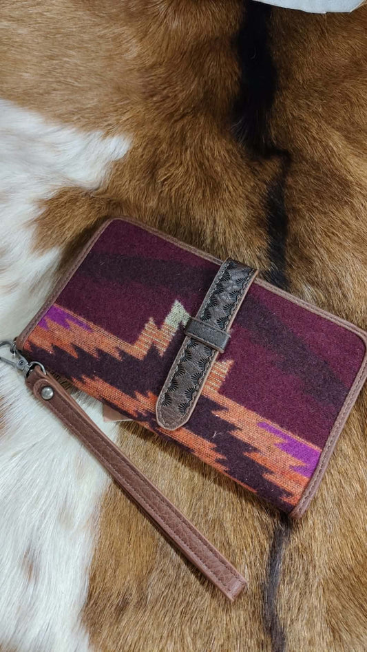Justin Ladies Purple Aztec Blanket Wallet
