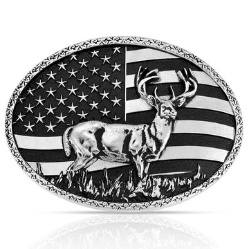 Montana Silversmiths Flag with Buck Buckle