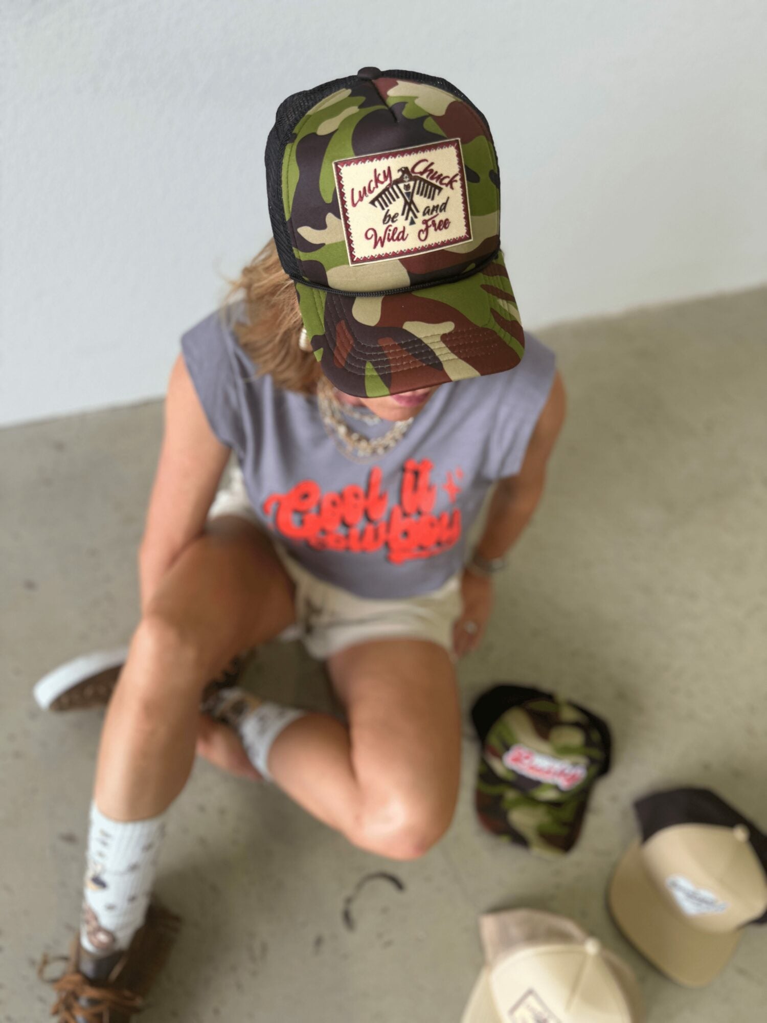 Lucky Chuck Wild & Free Foam Camo Ball Cap