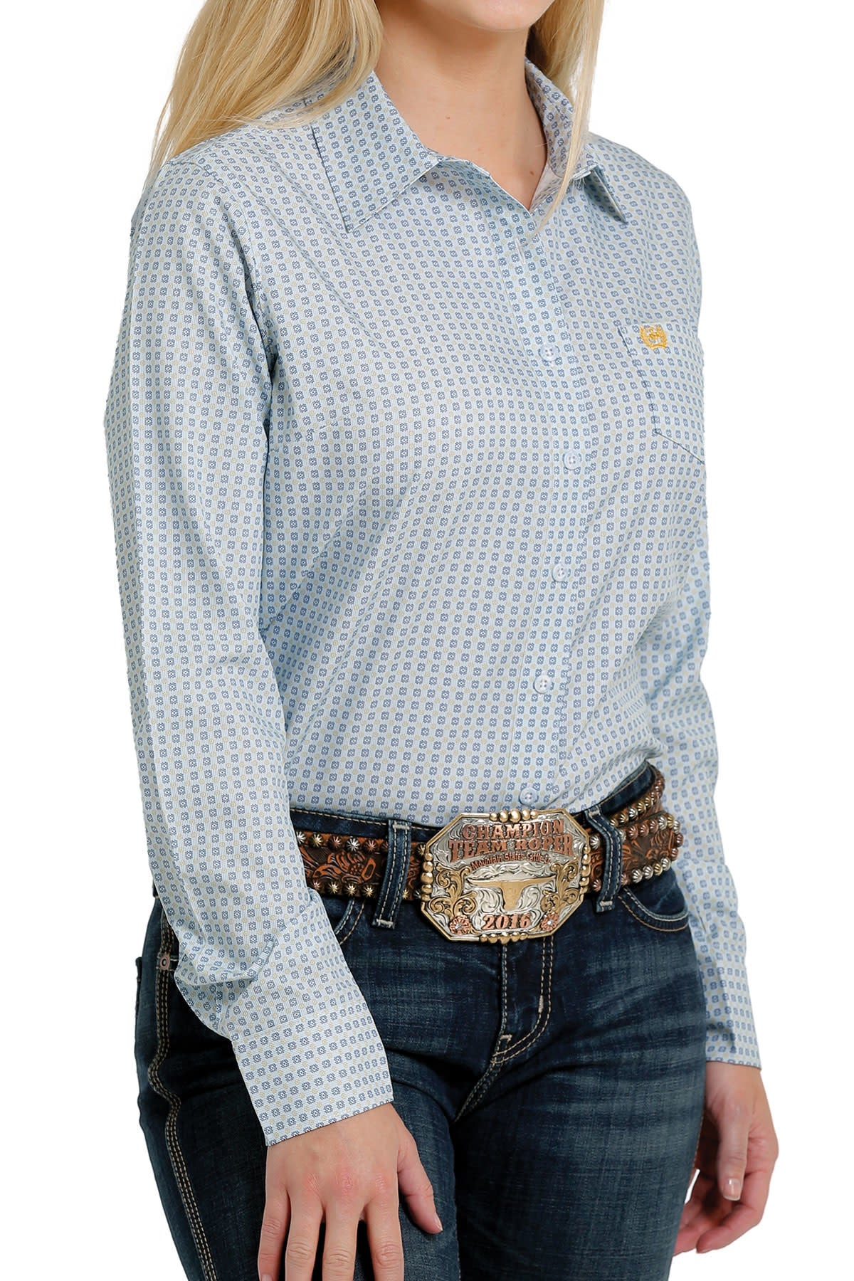 Cinch Ladies Light Blue Arenaflex Button Up