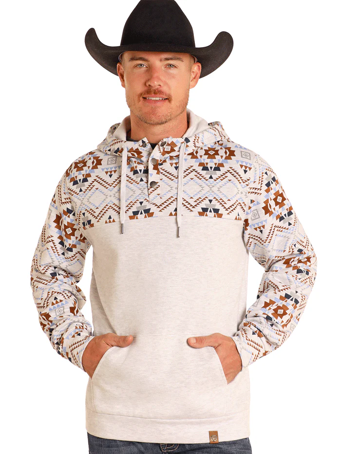 Rock & Roll Men's Gray Aztec Hoodie