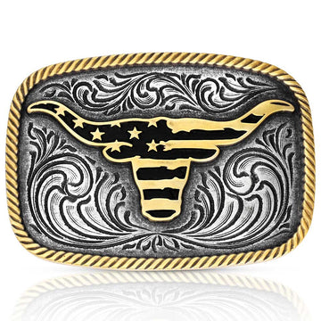 Montana Silversmiths Patriotic Longhorn Buckle