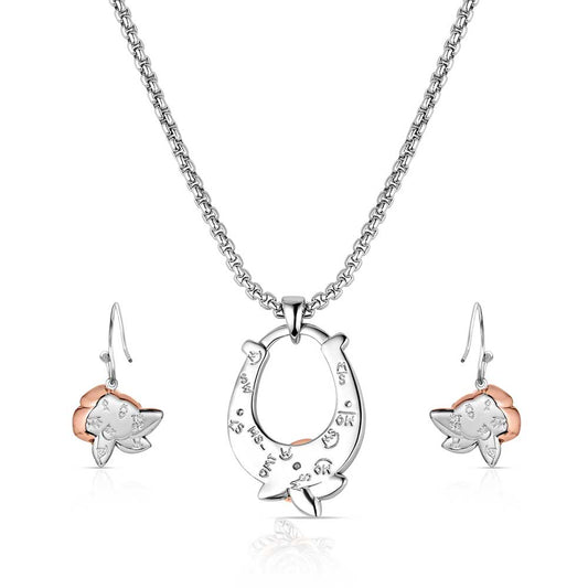 Montana Silversmiths Ride for the Roses Jewelry Set