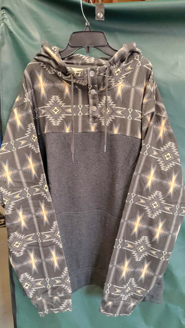 Rock & Roll Men's Black Aztec Snap Hoodie