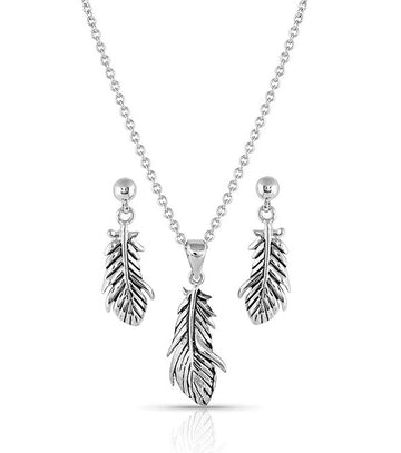 Montana Silversmiths Silver Feather Jewelry Set