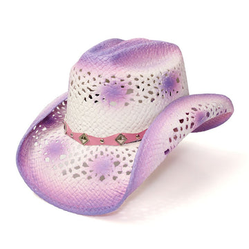 Western Express Purple Straw Cowboy Hat
