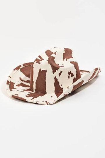 Fame Brown Cowprint Cowboy Hat