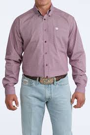 Cinch Men's Purple Print LS Button Up Shirt