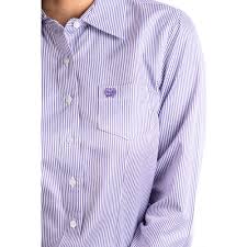 Cinch Ladies Purple Stripe LS Button Up Shirt