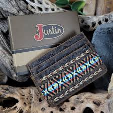Justin Men's Slim Card Wallet with Horsehair