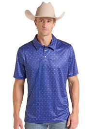 Panhandle Men's Blue Steerhead SS Snap Polo