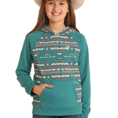 Rock & Roll Girls Teal Aztec Hoodie